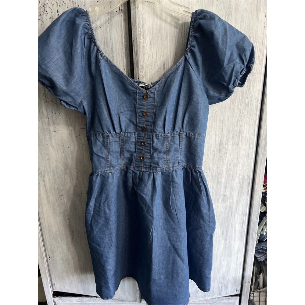 Speed limit puck sleeve midi denim dress Sz Sm Boho Cottage Core